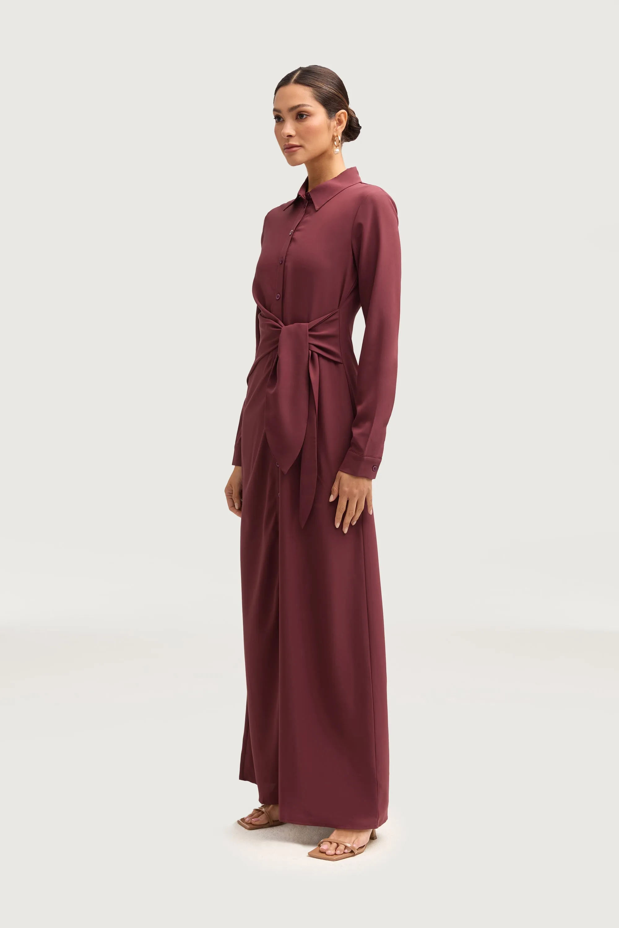 Sandra Side Tie Maxi Dress - Marron