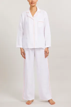 Sport Linen PJ Set - Piped in Shell Coral