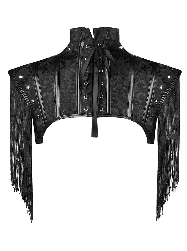 Steampunk Gothic Leather Jacket Shrug Shoulder Armor with Tassel