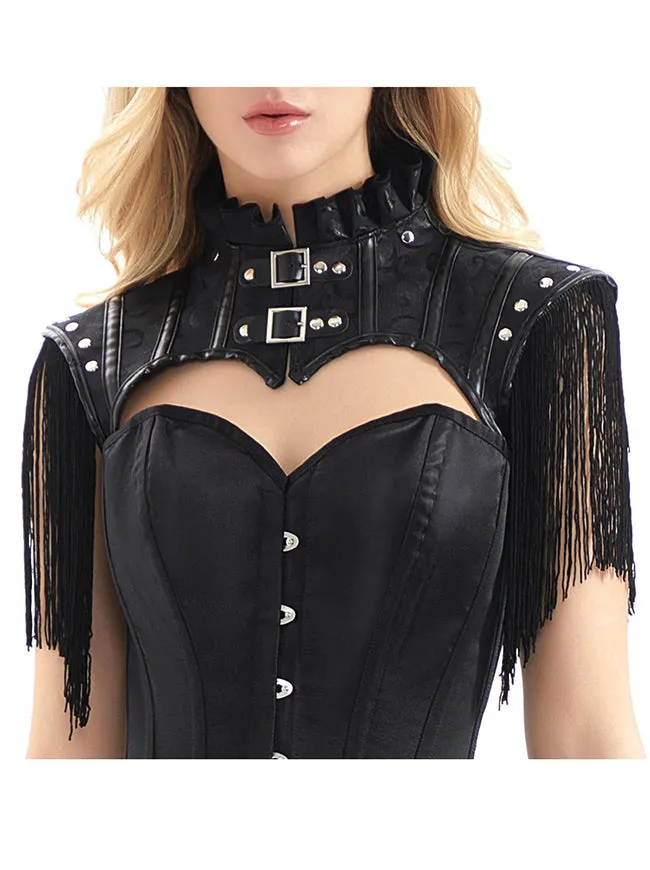 Steampunk Gothic Leather Jacket Shrug Shoulder Armor with Tassel