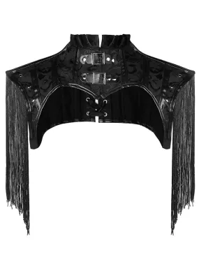 Steampunk Gothic Leather Jacket Shrug Shoulder Armor with Tassel