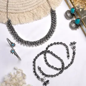 Teejh Harshada Silver Oxidised Jewelry Gift Set